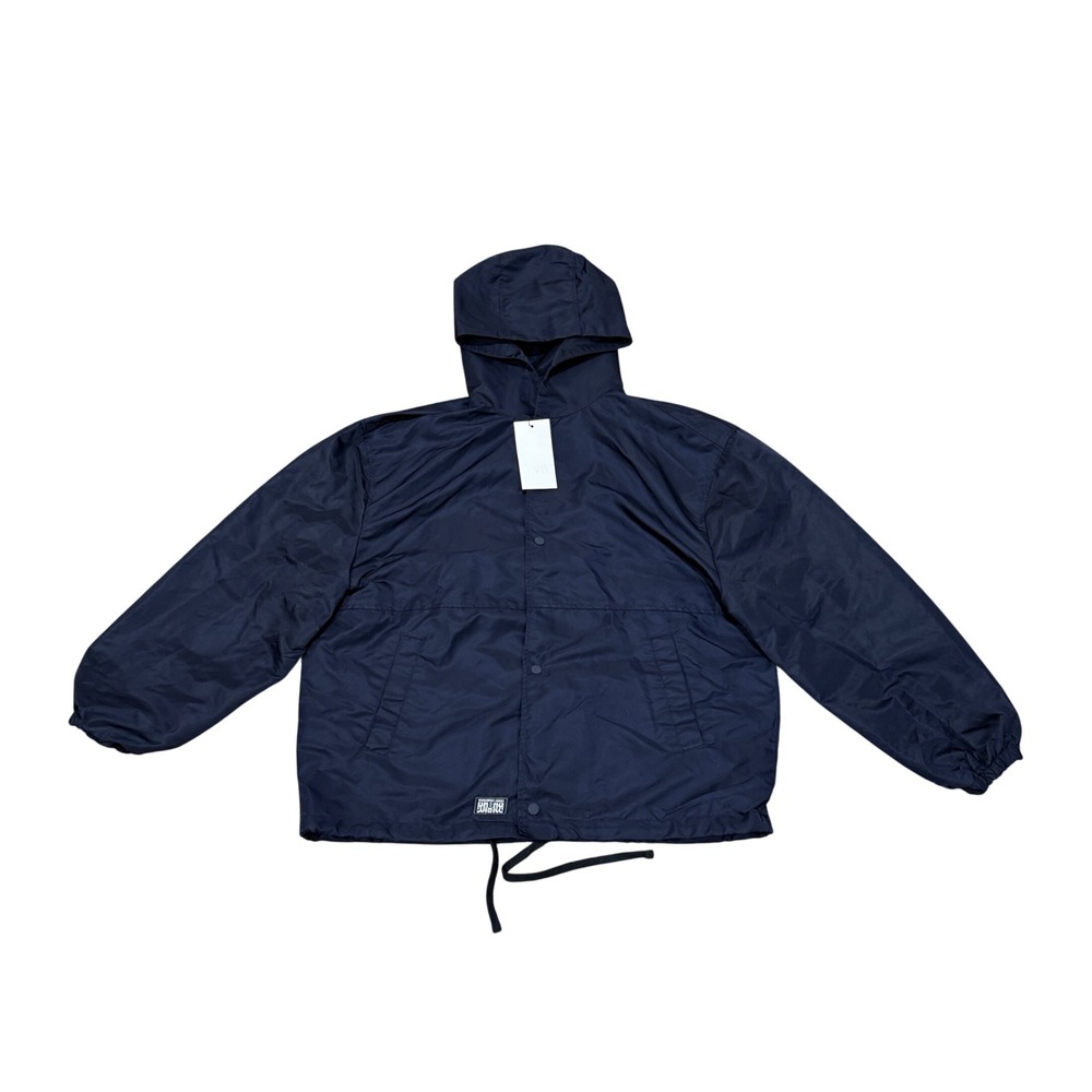 Zara Mens Worldwide Goods Hooded Windbreaker Jacket Navy Blue L-XL 8574/353/400